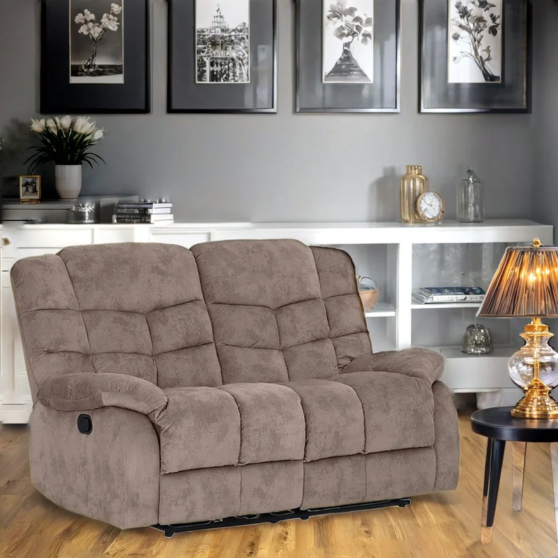 Royaloak Latina Italian Fabric Two Seater Recliner | Fabric | Tufting Design | High Backrest | Pocket Spring for Extra Comfort | Sturdy Footrest | Recliner with Rocker | Recliner 2 Seater - Image 1